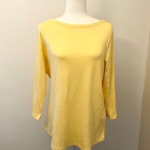 New with tags yellow charter club 3/4 sleeve 100% cotton top